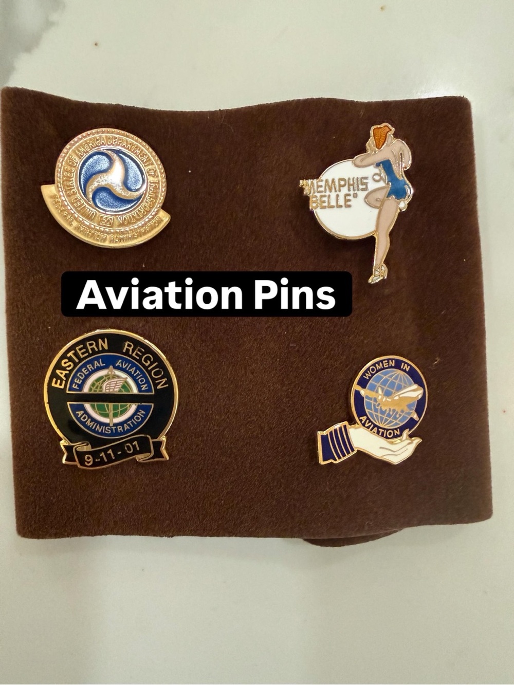 Aviation Enamel Pin Set - Blue and Gold Accents